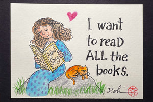 Debbie Ridpath Ohi - ALL The Books, Spotted Dress + Cat